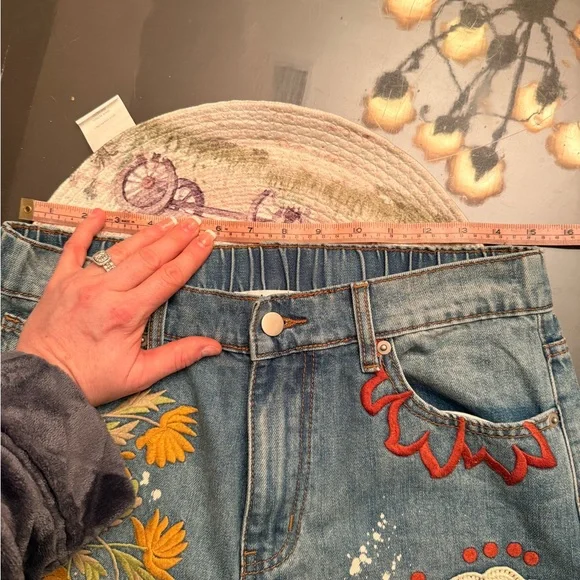 Oli & Hali Blue Floral Embroidered Wide-Leg Jeans - Picture 5 of 5